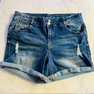 Copper Flash Distressed Cuffed Medium Wash Denim Jean Shorts | Size 12